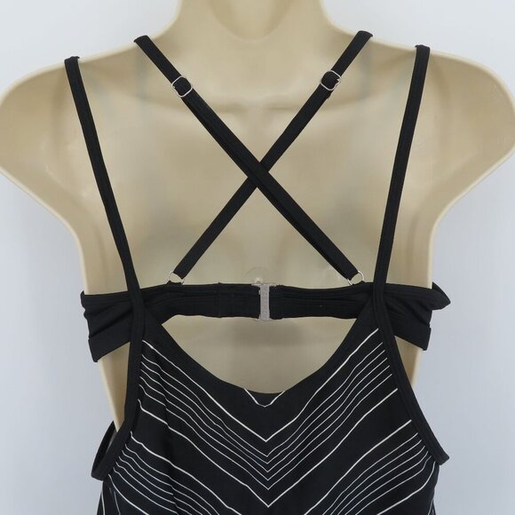 Athleta Women 38 B/C Black White Chevron Tankini Tank Swimwear Swim Top Strappy - Picture 5 of 12